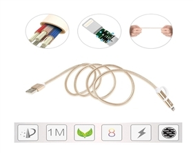 1m MFI certified braided charging cable 8pin to usb cable 2 in 1 iOS android