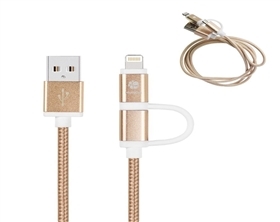 1m MFI certified braided charging cable 8pin to usb cable 2 in 1 iOS android