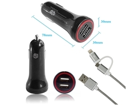 Small 12v input car audio usb micro car charger 4.8 Amps 24 Watt usb car charger