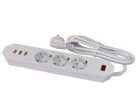 3 outlet extension socket with 3 usb charging port for mobile phone