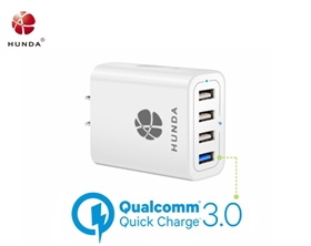 HUNDA Qualcomm Quick Charge 3.0 4 Port USB Wall Charger 40W Power Adapter