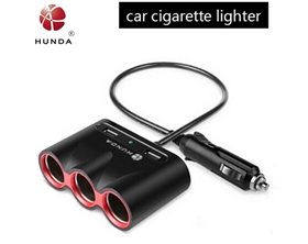 3 socket 2 usb car cigarette lighter One point three pairs USB Car Charger