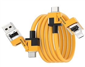 鸿达工厂四合一数据线二拖二PD快充100W两用typec转lighting双USB